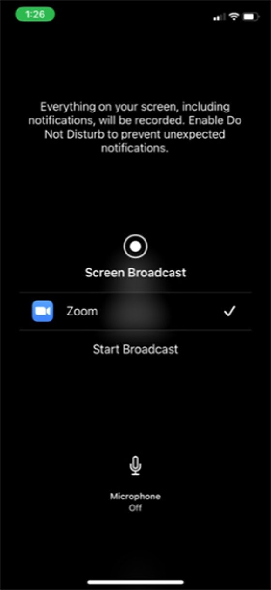 Screenshot of how to record a meeting from the Zoom mobile app 