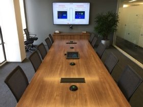 A Zoom Rooms conference room